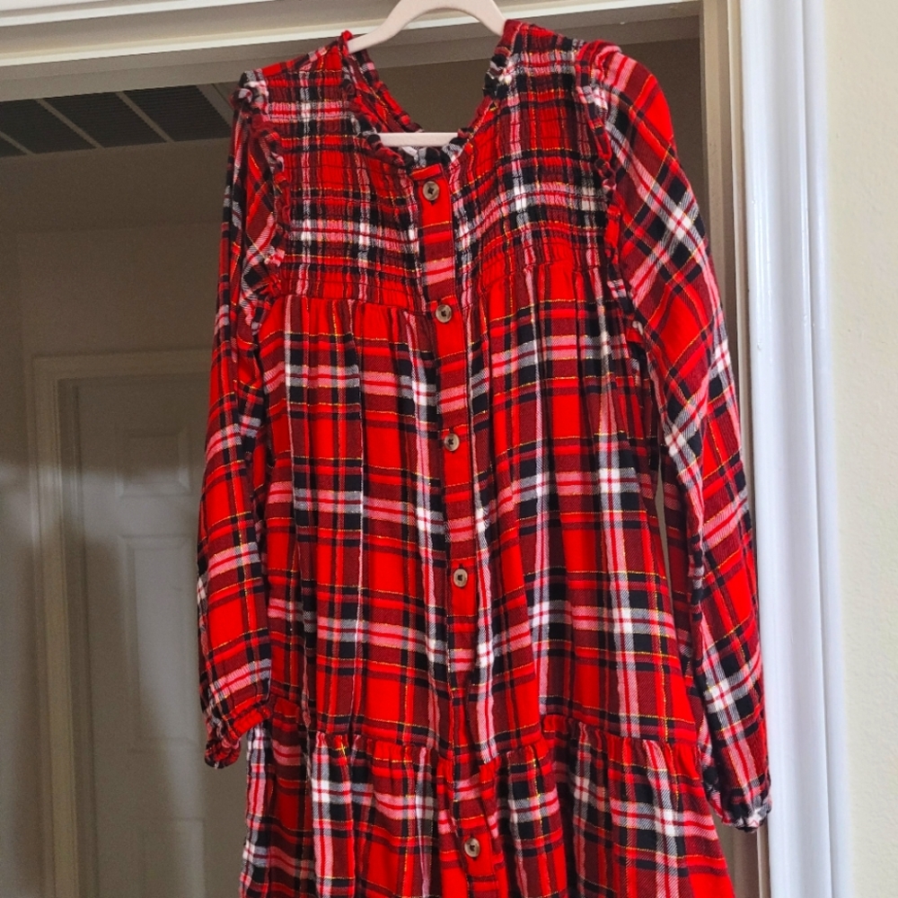 Cat and Jack red plaid dress size 10/12